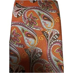 Twenty Dollar Tie Hand Made Orange Paisley 100% Silk Men's Neck  Tie, Fall